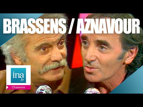 Georges Brassens et Charles Aznavour "Les amoureux des bancs publics" | Archive INA