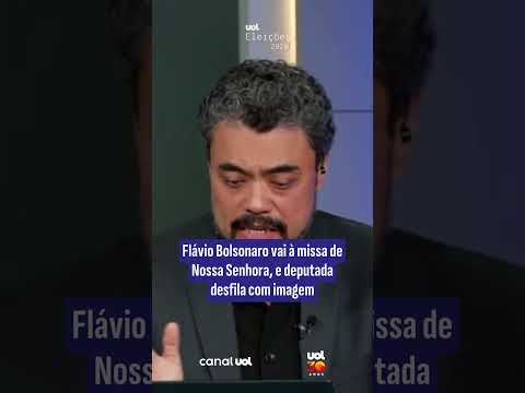 Flávio Bolsonaro vai à missa de Nossa Senhora, e deputada desfila com imagem