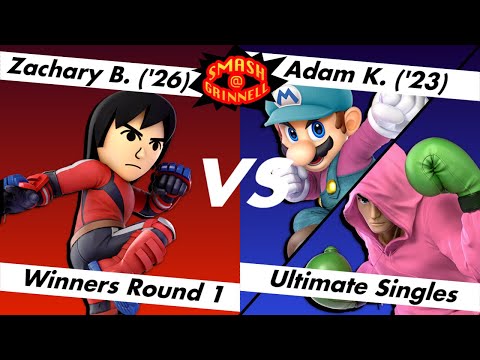 Smash@Grinnell #5 - Zachary B. (Mii Fighter) Vs. Adam K. (Mario, Little Mac)