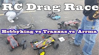 RC Drag Race | Arrma Kraton vs Traxxas Rustler VXL vs Sabertooth