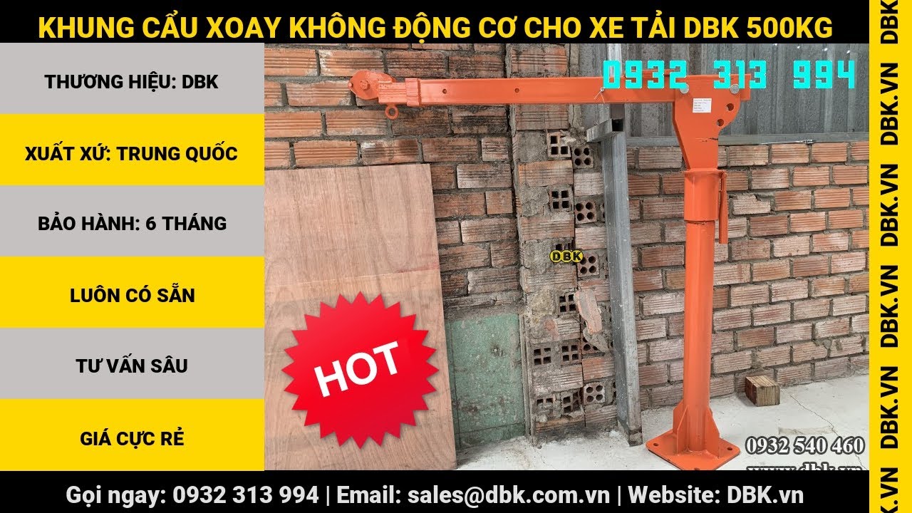 Video Khung cẩu xoay không động cơ cho xe tải DBK 500kg - Khung cẩu xoay không động cơ cho xe tải DBK 500kg