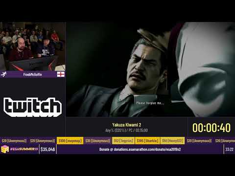 Yakuza Kiwami 2 [Any% ($20%)] by FroobMcGuffin - #ESASummer19