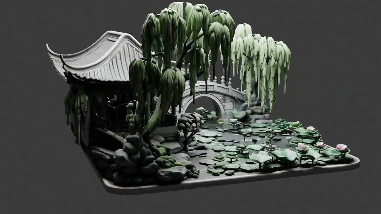 Tranquil Bamboo Retreat Miniature 3D Model