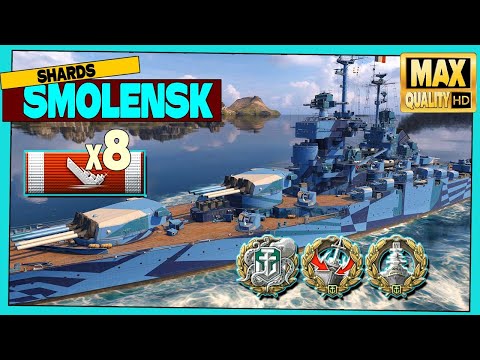 Cruiser Smolensk on map Shards, 8 ships destroyed - World of Warships