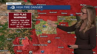 High fire danger Monday, then chances for rain/snow