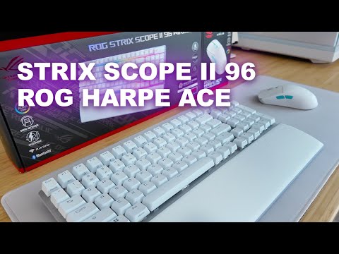 ASUS ROG Strix Scope II 96 Wireless and ROG Harpe Ace Aimlab Edition - White Keyboard and Mouse