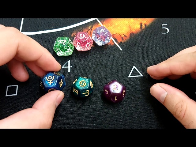 Vídeo relacionado con Juego de 3 Dados de Runa de Predicción de Aprendizaje de Astrología con Diseño Poliédrico de 8 Caras en Colores Vivos - Dados de Adivinación con Temática de Estrella Mística para