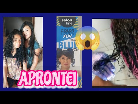 APRONTEI ,Pintei as pontas do cabelo das minhas filhas de azul #cabeloazul #cabelo