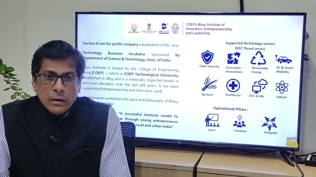 COEP's Bhau Institute overview by CEO Mr. Mandar Joshi