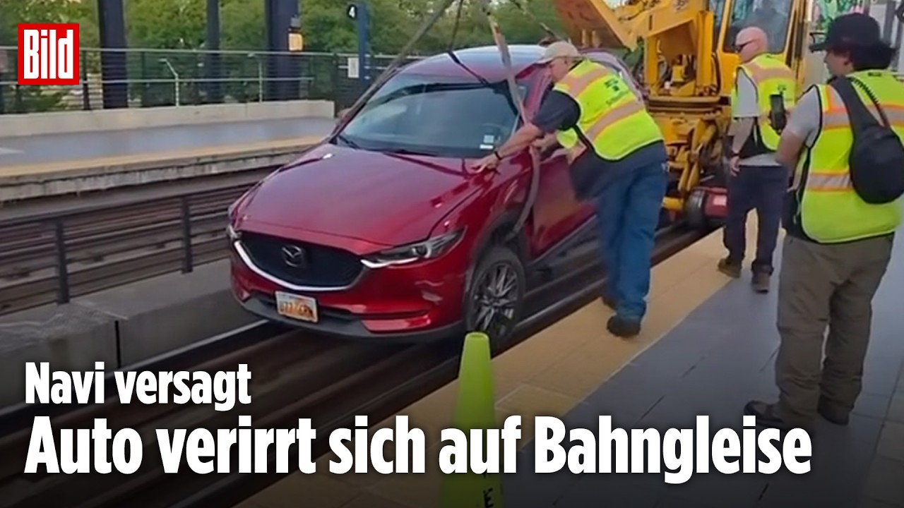 Kurioser Fall in den USA: Navi versagt ‒ Autofahrerin gerät auf die Bahngleise