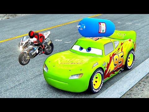 Lightning McQueen NOS Edition vs Suzuki GSX-R 1000 R - Drag Race 10 KM
