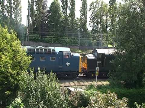 Class 55 and 37 with Bicester military railway coach