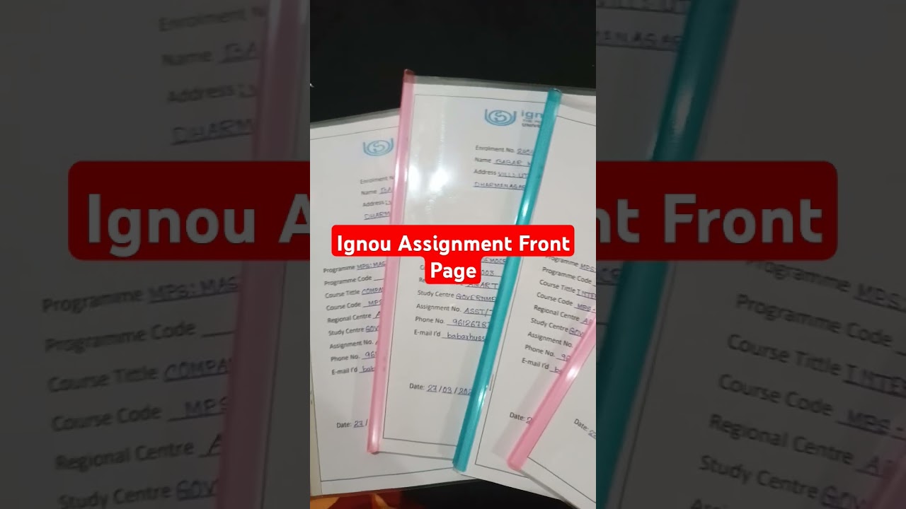 Ignou Assignment Front Page #shortsvideo #ytshorts