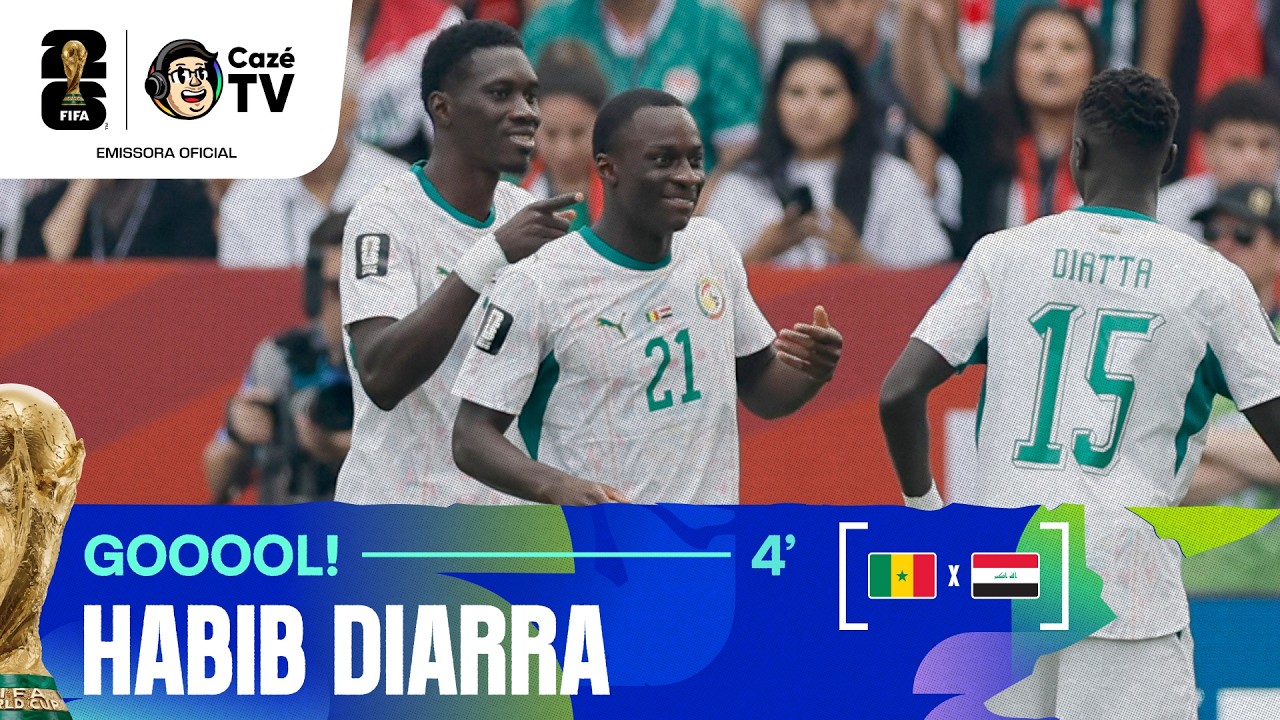 GOOOOL! SECK APROVEITA COBRANÇA DE ESCANTEIO E ABRE O PLACAR PARA SENEGAL CONTRA O IRAQUE