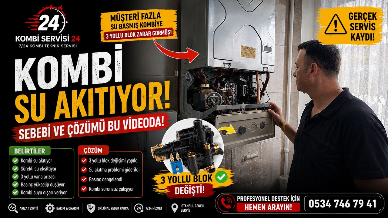 Kombi Su Akıtıyor! Sebebi 3 Yollu Vana Arızası Çıktı | Gerçek Servis Kaydı