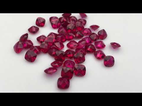 Synthetic Ruby Red 7# cushion shape checkerboard cut gemstones