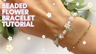 how to make beaded flower bracelet: easy DIY guide, daisy flower bracelet tutorial