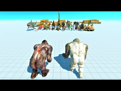 Old New goro the giant vs boss and second boss 2 vs 2 Animal revolt battle simulator