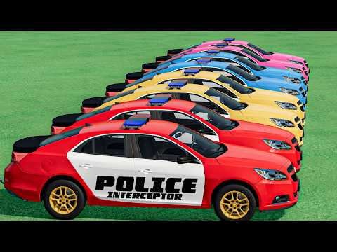 TRANSPORTING MEGA ALL COLORED POLICE CARS WITH BIG TRUCKS! Farming Simulator 22
