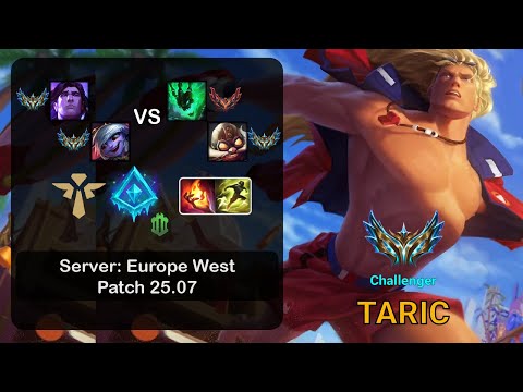 Taric Support + Tristana vs Thresh + Corki - EUW Challenger - Patch 25.07