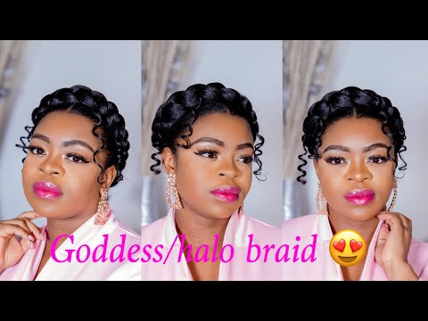 10 min goddess/halo braid on natural hair| protective...