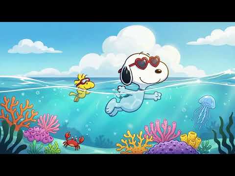 Snoopy Summer Ocean Snorkel Day 🌊 Warm Lofi Beats for Study & Work 🐠 Chill Vibes Sunny Relaxing