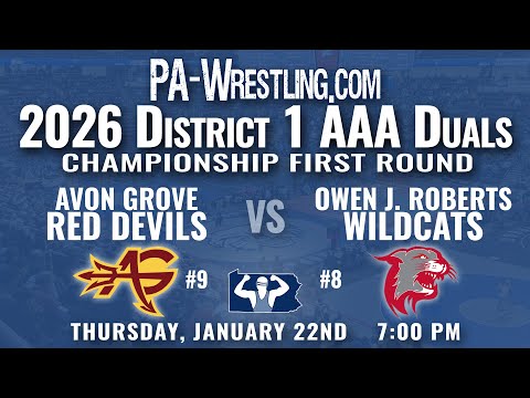 2026-01-22 Avon Grove at Owen J. Roberts (District 1-AAA duals first round)