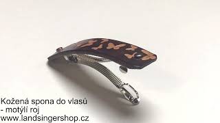 Kožená spona do vlasů - Motýlí roj