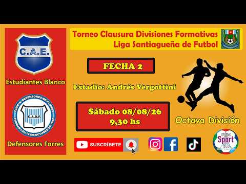 Estudiantes Blanco vs Defensores Forres - 8va División - Fecha 2 (9,30 hs) Divisiones Formativas LSF