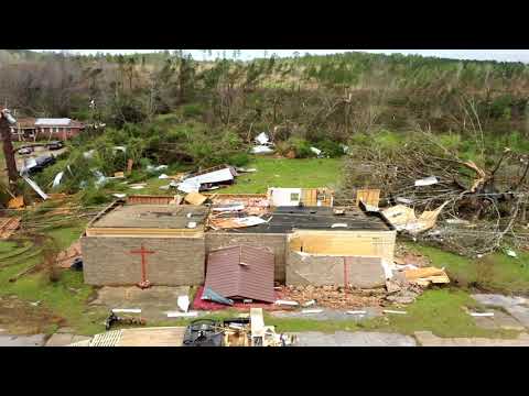 Massive tornado damage path in Centreville AL