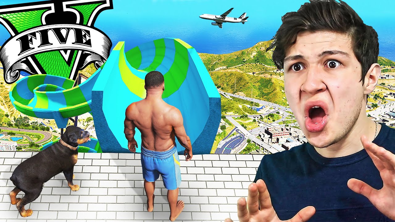 SALTANDO desde el TOBOGÁN más ALTO de GTA 5! (Mods)