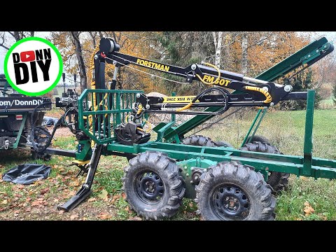 Hydraulic Crane Install On Homemade 4x4 Timber Trailer - FM50T