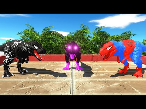 FPS DEATH FALL vs BLACK SPIDERMAN TEAM with HP Bar - Animal Revolt Battle Simulator