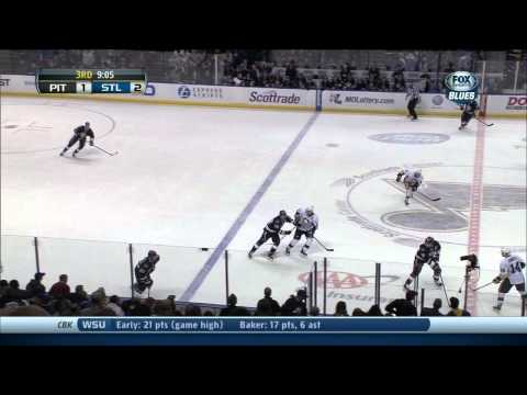 Kevin Shattenkirk wrist shot 2-1 Pittsburgh Penguins vs St. Louis Blues 11/9/13 NHL Hockey.
