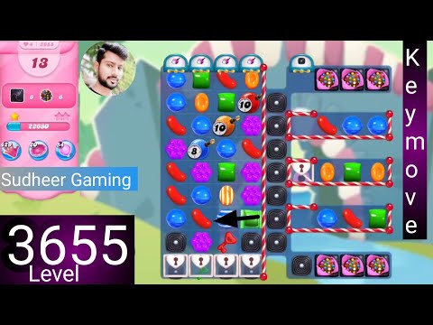 Candy crush saga level 3655 । No boosters । Tough level । Candy crush 3655 help । Sudheer Gaming
