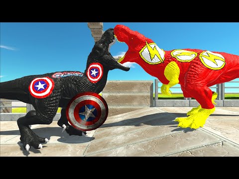BLACK CAPTAIN AMERICA T REX FOREST DEATH CLIMB - Animal Revolt Battle Simulator