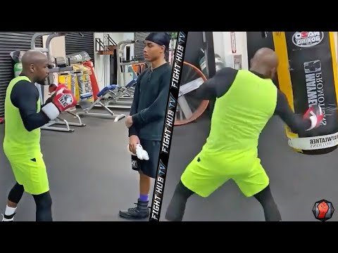 FLOYD MAYWEATHER JR TEACHES PROPER TECHNIQUE FOR BODY SHOTS; WRECKS HEAVY BAG WITH DIGGING PUNCHES