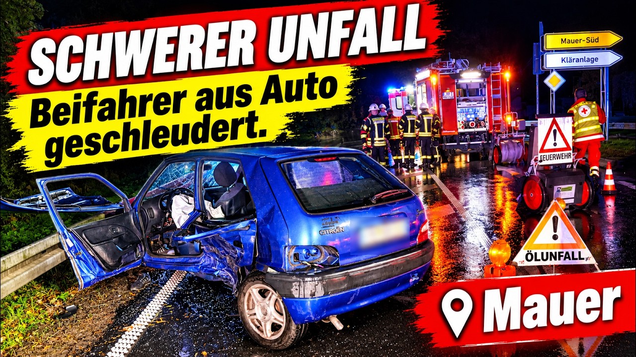 Schwerer Unfall auf der B45 bei Mauer: Mitfahrer aus Auto geschleudert
