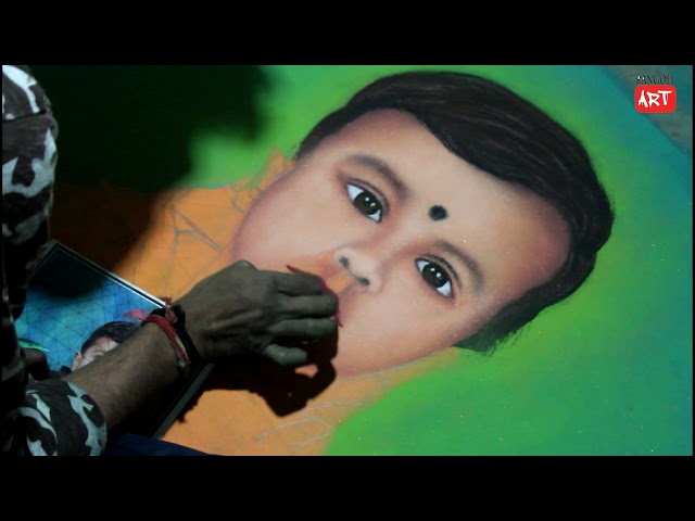 Portrait rangoli design of a goddess by roshan j patil - video 2