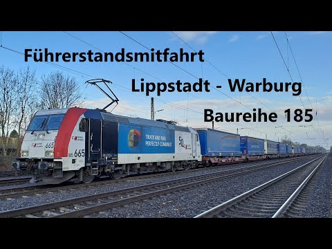 Führerstandsmitfahrt von Lippstadt nach Warburg (Westfalen) , Lokomotion Baureihe 185  - Umleitung