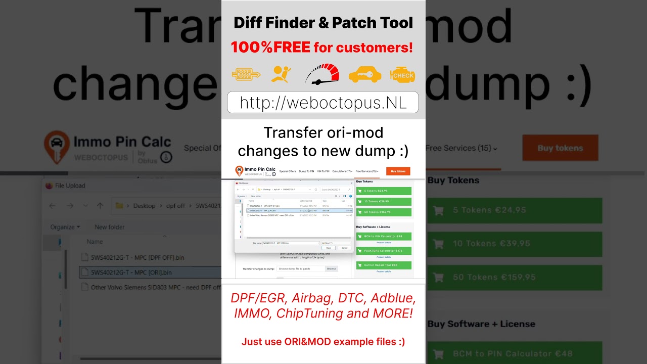 Best Hex Compare HexDiff DiffPatcher DPF EGR Airbag DTC Adblue IMMO OFF Clear ChipTuning FREE