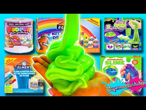 Testing 8 kits to make Slime (Elmer's, Nickelodeon and Poopsie)  - Supermanualidades