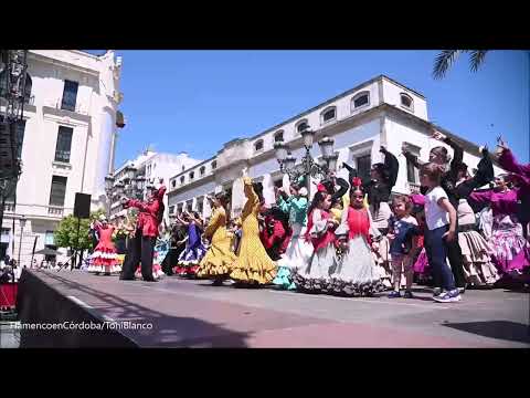 Flashmob Flamenco con Mercedes de Córdoba y academias de baile. Plaza de las Tendillas, Córdoba.
