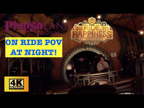 The Ride to Happiness Night Ride Front Train ON RIDE POV 4K - Plopsaland Belgium