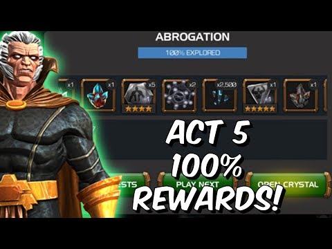 Free To Play Act 5 100% Rewards Opening! - 5 Star Gems & More! - Marvel Contest Of Champions