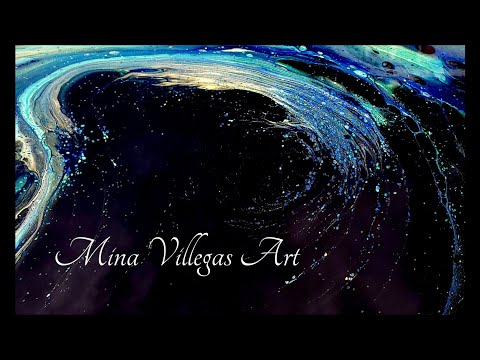 In A Mildly Dirty Galaxy ✨.. 20x20 Straight Pour in 24K Gold, Emerald and PhthaloBlue! Plus a Bonus!