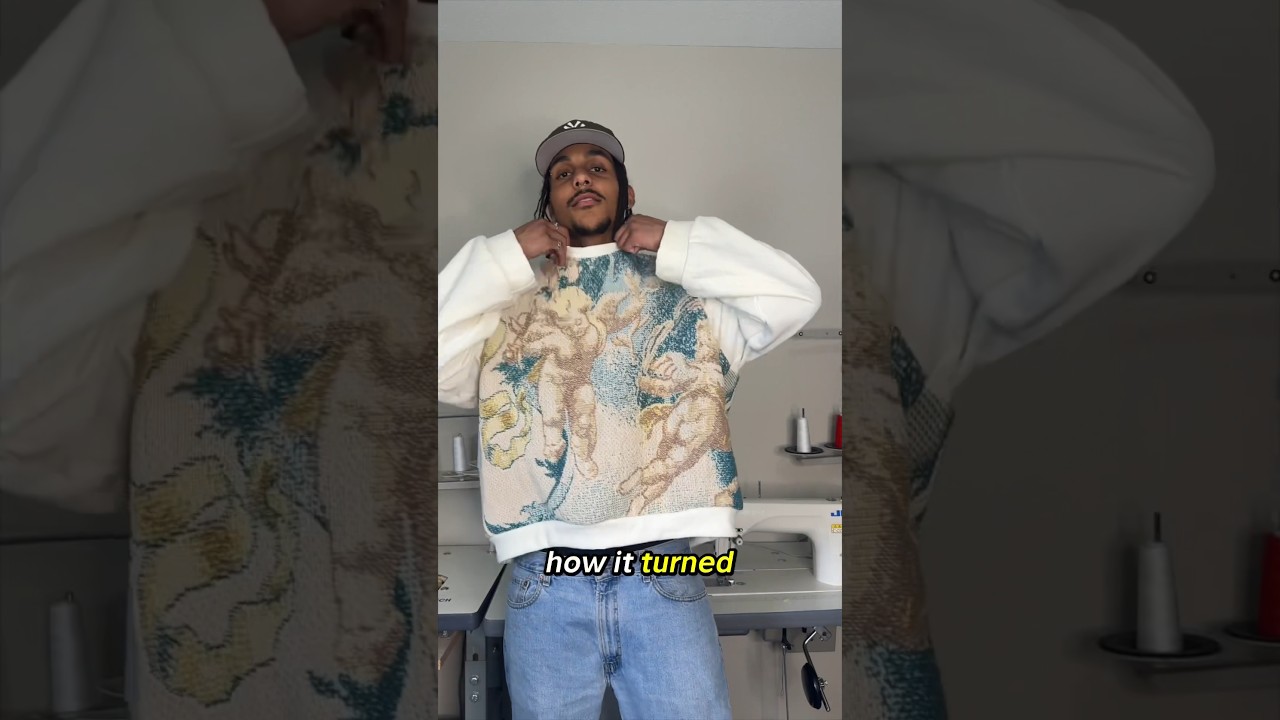 Let’s make a crewneck from this blanket i thrifted #upcycling #diy #sewing #streetwear #fashion