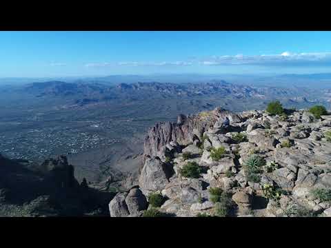 The Superstition Mountains in 4k (Flat Iron Trail) Drone Footage