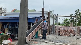 Building a 300m2 house in classic style | pouring concrete for load-bearing columns, building walls
