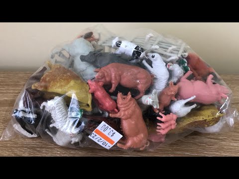 Vintage Farm Zoo Animals collectable pig sheep cow ASMR unboxing review